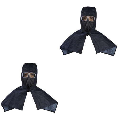 2Stk Arbeitshut Shawl Cap Dickem Denim, Schwarz, Mit Augenschutz 2