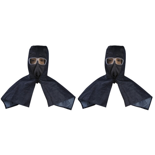 2Stk Arbeitshut Shawl Cap Dickem Denim, Schwarz, Mit Augenschutz 1