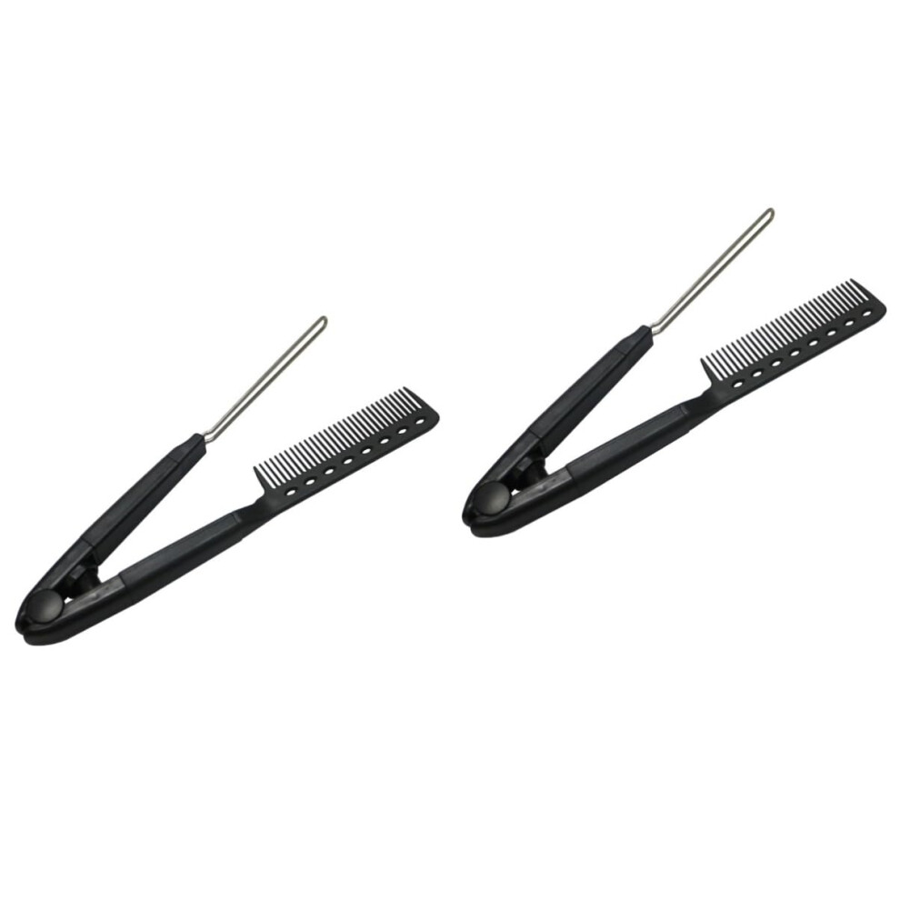 Electric Hair Straightening Comb 2pcs VShaped Fast Frizz Control for Wet Dry Hair and Travel