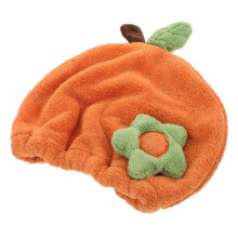Kids Hair Drying Towel Cap Quick Dry Soft Coral Fleece Cartoon Hat for Boys and Girls Orange