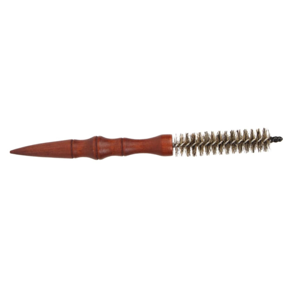 Brown Round Hair Brush For Blow Drying Short Hair With Wooden Handle And Heatresistant Barrel