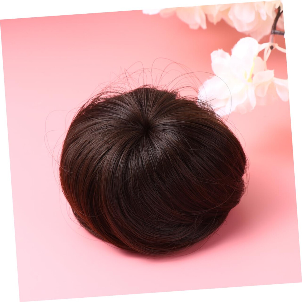 Unisex Brown Dark Synthetic Hair Bun Chignon Hairpiece For Updos And Ponytails With Instant Volume Boost