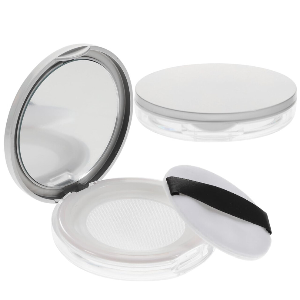 Loose Powder Container with Puff and Sifter, Vintage Mirror Lid, 2PCS Colorful Empty Makeup Case