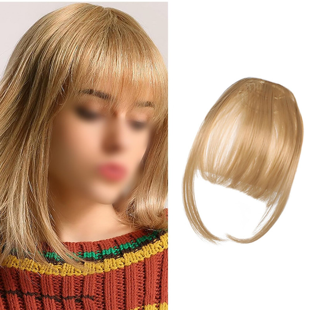 Unisex Clip In Bangs Synthetic Fake Fringe Hairpiece For Women Blonde With Temples Natural Matte Finish