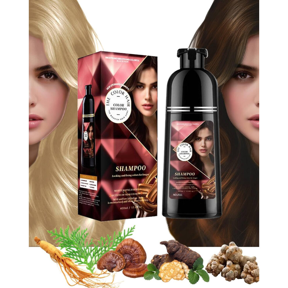 Brown Chestnut Hair Dye Shampoo 3 In 1 Covers Gray Hair With Herbal Extracts For Long Lasting Color