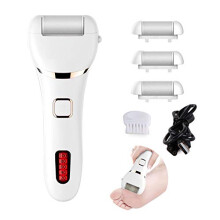Rechargeable Waterproof Electric Callus Remover with 3 Roller Heads for Cracked Heels Pedicure