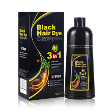 Hair Dye Shampoo Black Color for Gray Coverage with Argan Oil, 3 in 1, 500ml, Lasts 30 Days