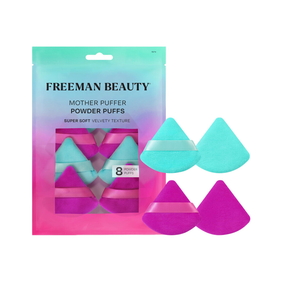 Powder Puff 8 Pack Velvet Triangle Makeup Sponges with Finger Strap for Setting and Baking