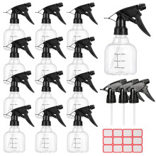 12 Pack 8oz Clear Plastic Spray Bottles with Adjustable Nozzle for Cleaning, Hair and Plants