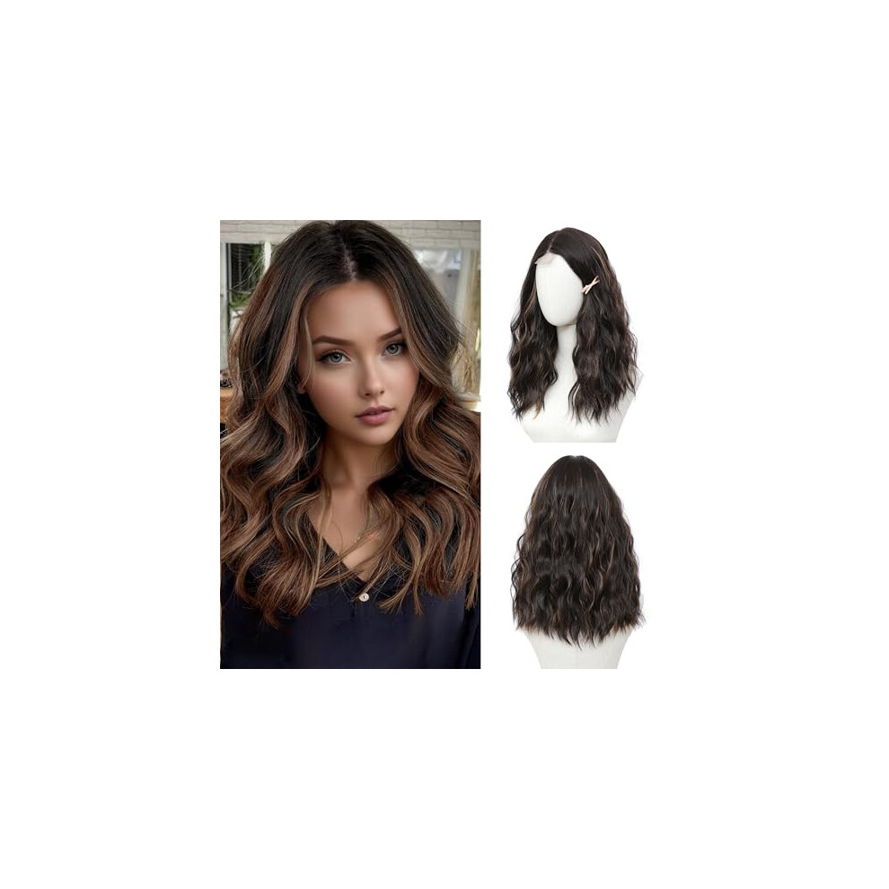 Unisex Red Synthetic Wigs For Women Auburn Wavy 18 Inch Heat Resistant Fibers With Realistic Zshaped Hairline