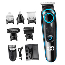 Hair Clippers Cordless Rechargeable Trimmer for Men with LCD Display Adjustable Blades 5in1 Set