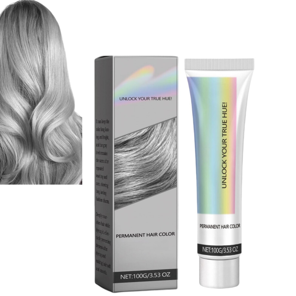 Cream,Silver Silver Hair Dye Cream With Plant Extract Formula, Longlasting Gray Color, Easy Home Application