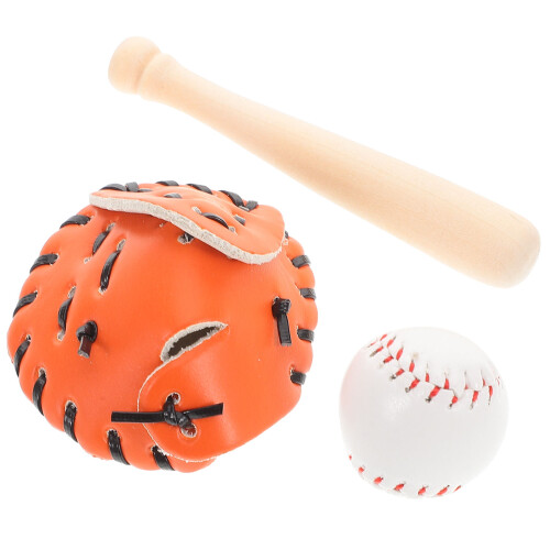 4Sets Baseball Spielset, PU-Leder Und Holz, Mini-Deko 1