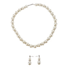 3Sets Traumhaftes Perlen-Set Weiß Schmuck Halskette Ohrringe