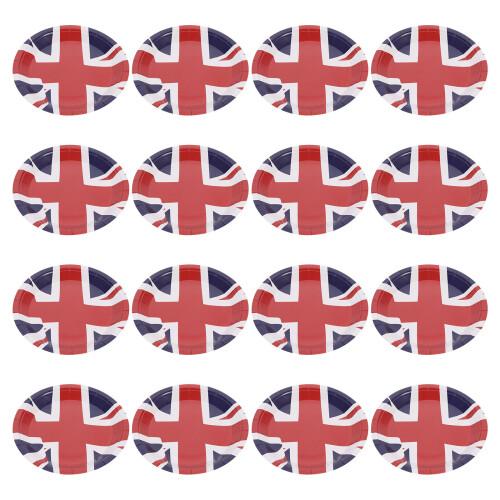 16Pcs Uk Flag Pattern Paper Plates Cake Decorative Party Plates
