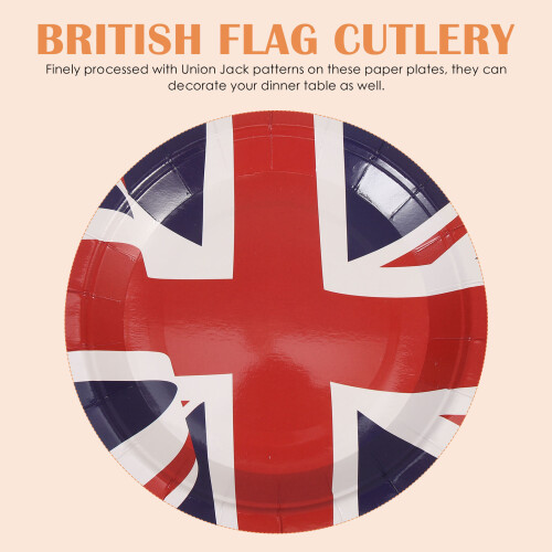 16Pcs Uk Flag Pattern Paper Plates Cake Decorative Party Plates 2