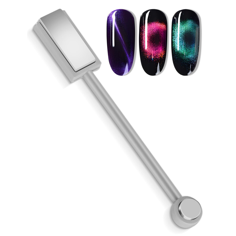 Magnetic Nail Art Tool with Dual Magnet Heads for 3D Cat Eye Effect Manicure