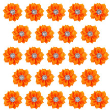 80Stk Orange Stoff Schleifen Mit Strass Für DIY Handwerk