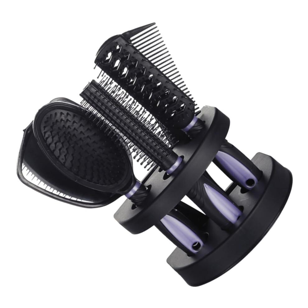 Unisex Purple Hair Comb Set With Mirror, Anti Static Hair Brush, Travel Detangling And Styling Kit, 5Pcs