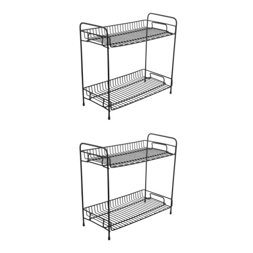 2Pcs Black Wrought Iron Multi-Storey Storage Rack 1