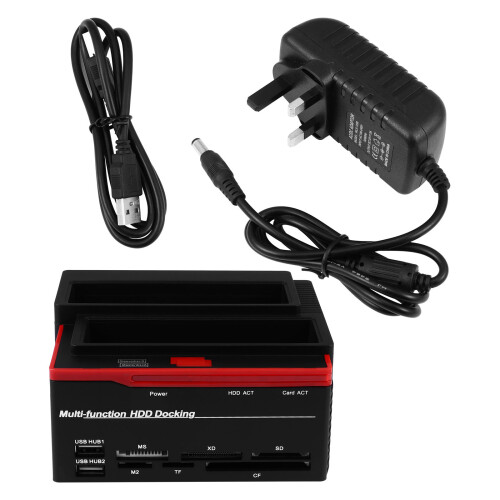 Multifunctional Hard Disk Base With Dual Position And Card Reader Uk Plug