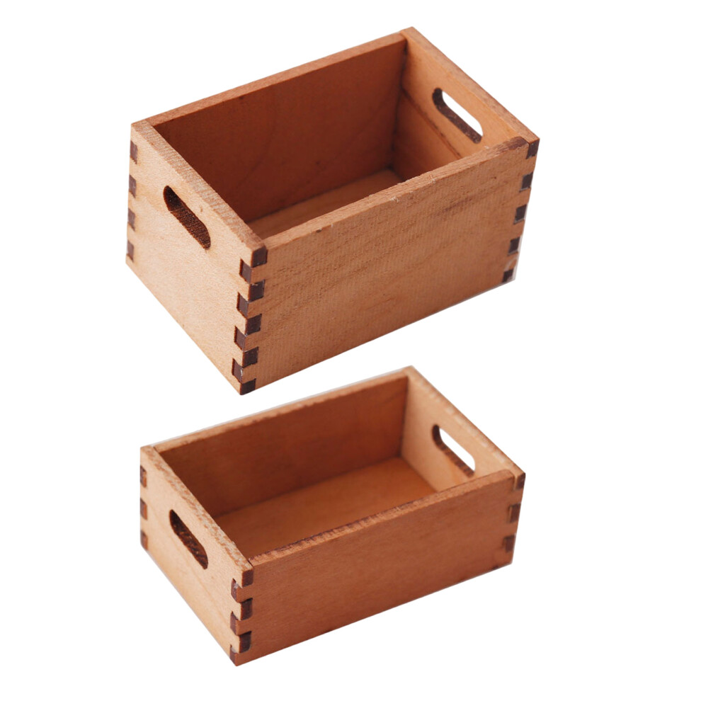 Photos - Doll Accessories 2Pcs Mini Wooden Crates For Dollhouse 1:12 Bakery Accessories Decor