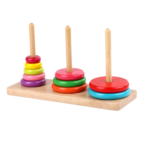 4 Sets Kids Wood Hanoi Tower Stacking Toy 2