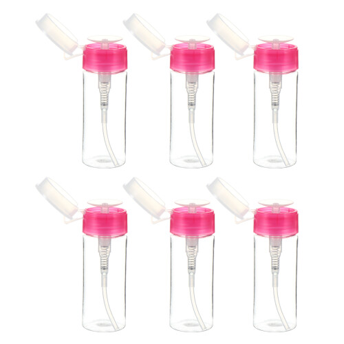 6 Pcs 100ml Push Down Plastic Nail Polish Remover Dispenser Bottles