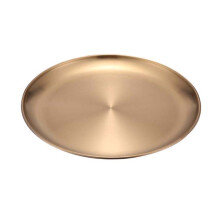 2Pcs Golden Stainless Steel Food Plate Kitchen Serving Dish