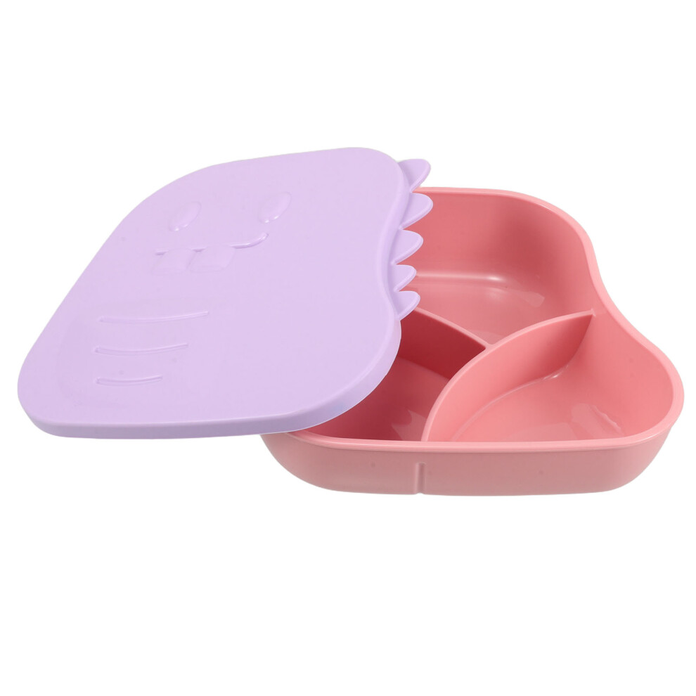 4Pcs Cartoon Baby Suction Plate With Lid Animal Shaped Lavender Totority