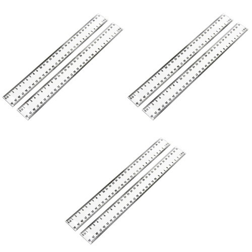 6 Pcs Transparent 30cm Plastic Ruler For Drawing And Measuring 2