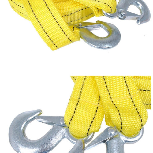 3Pcs Fluorescent Nylon Car Trailer Winch Rope Iron Hooks 2