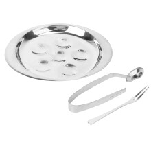 3 Sets Stainless Steel Escargot Plate Fork Clip Tableware Set