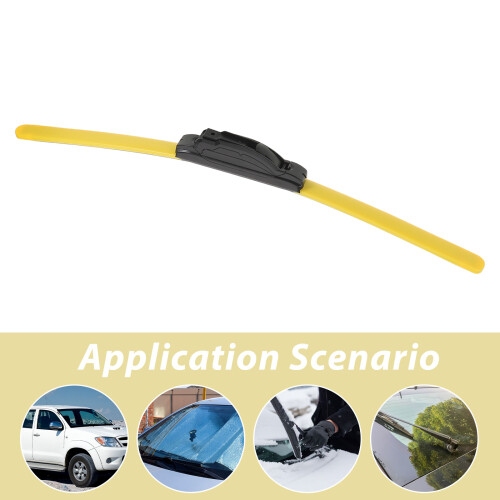 3Pcs Car Front Windshield Wiper Rubber Strips Weather-Resistant Yellow 1