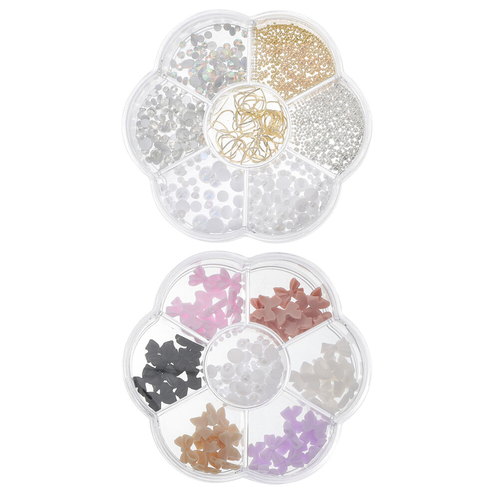 Totority 4 Boxes Nail Pearls Beads Gems Rhinestone Jewels Decor Supplies