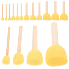 80Pcs Kids Paint Brush Set Round Soft Sponge Wooden Handle for Crafts