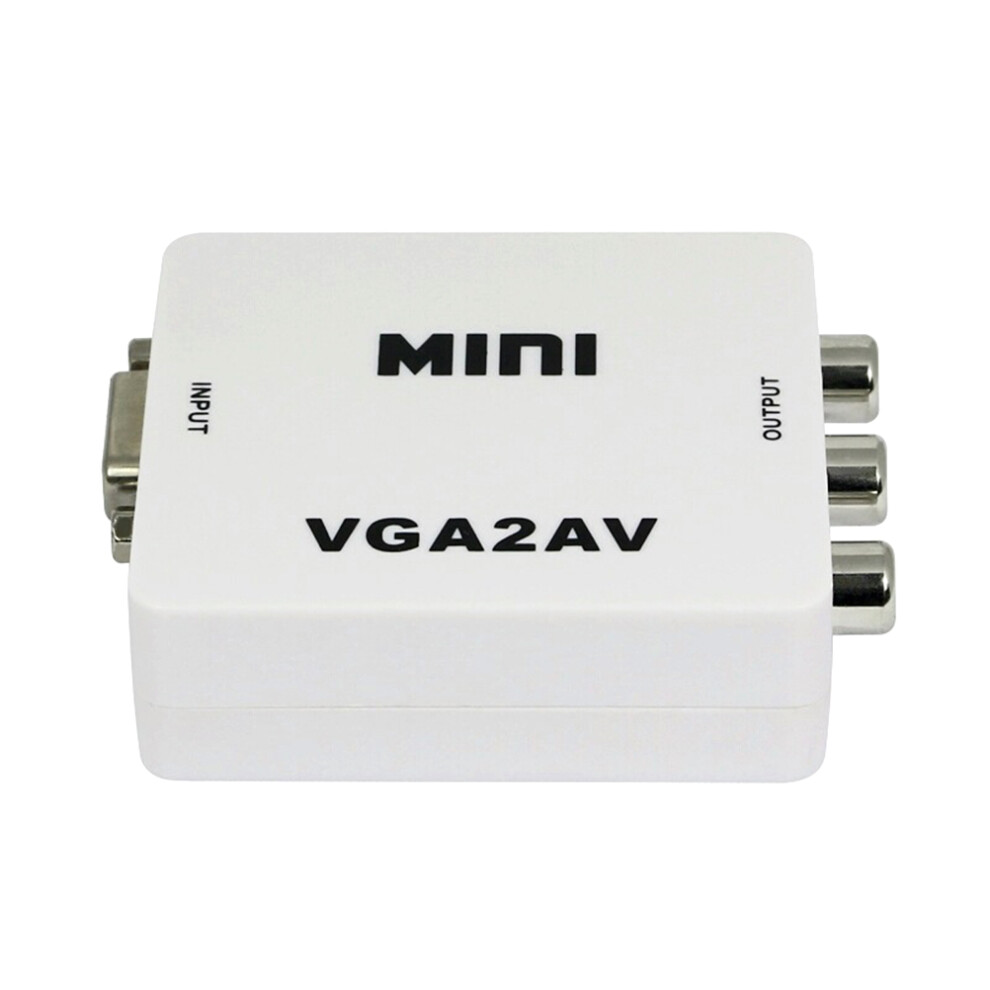 3Pcs 1080P Mini Vga To Av Rca Converter For Pc To Tv Pal Ntsc White 322833880131