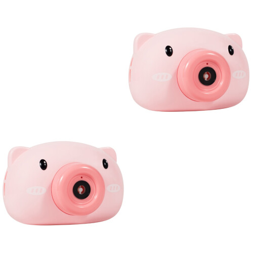 2Pcs Cartoon Pig Camera Bubble Machine For Kids 2