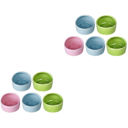10 Pcs Ceramic Hamster Feeding Bowls Anti-Bite Eating Basin 2