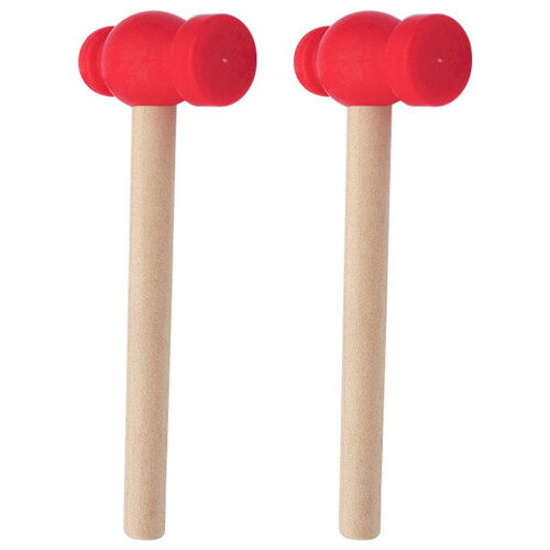 4Pcs Plaything Hammer Toys Solid Wood Handle Fun Toy 2