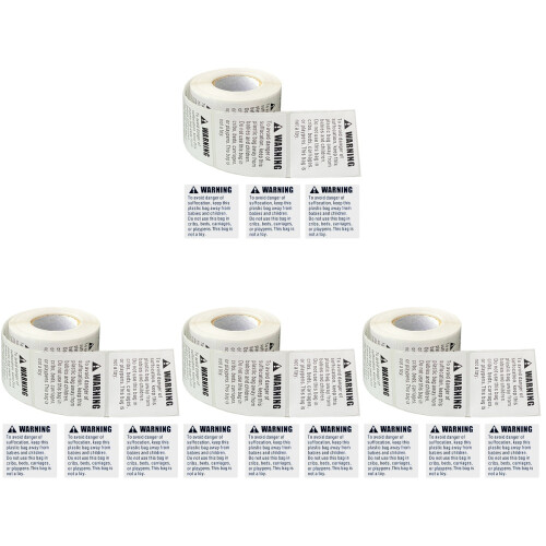 4 Rolls Self-Adhesive Suffocation Warning Stickers For Shipping 1