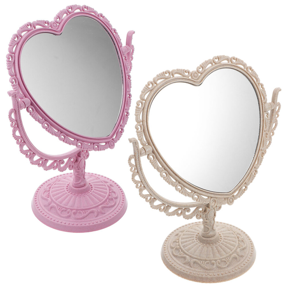 Ohphcall 4 Pcs Vintage Heart Shaped Rotatable Makeup Mirrors For Girls