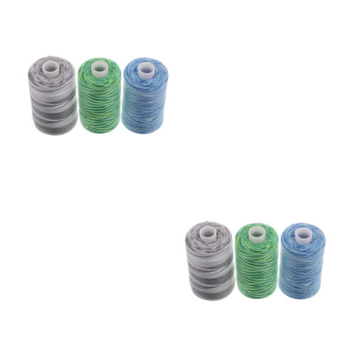6 Pcs Diy Colorful Polyester Gradient Yarn 1000 Yd For Sewing Crafting 2