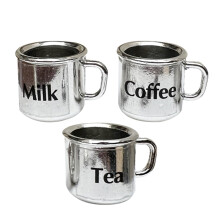 6Pcs Decorative Miniature Metal Mugs Silver Tiny Doll House Cups