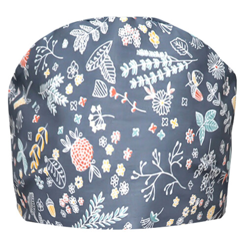 2Pcs Unisex Scrub Cap Flower Print Adjustable Tie Hat