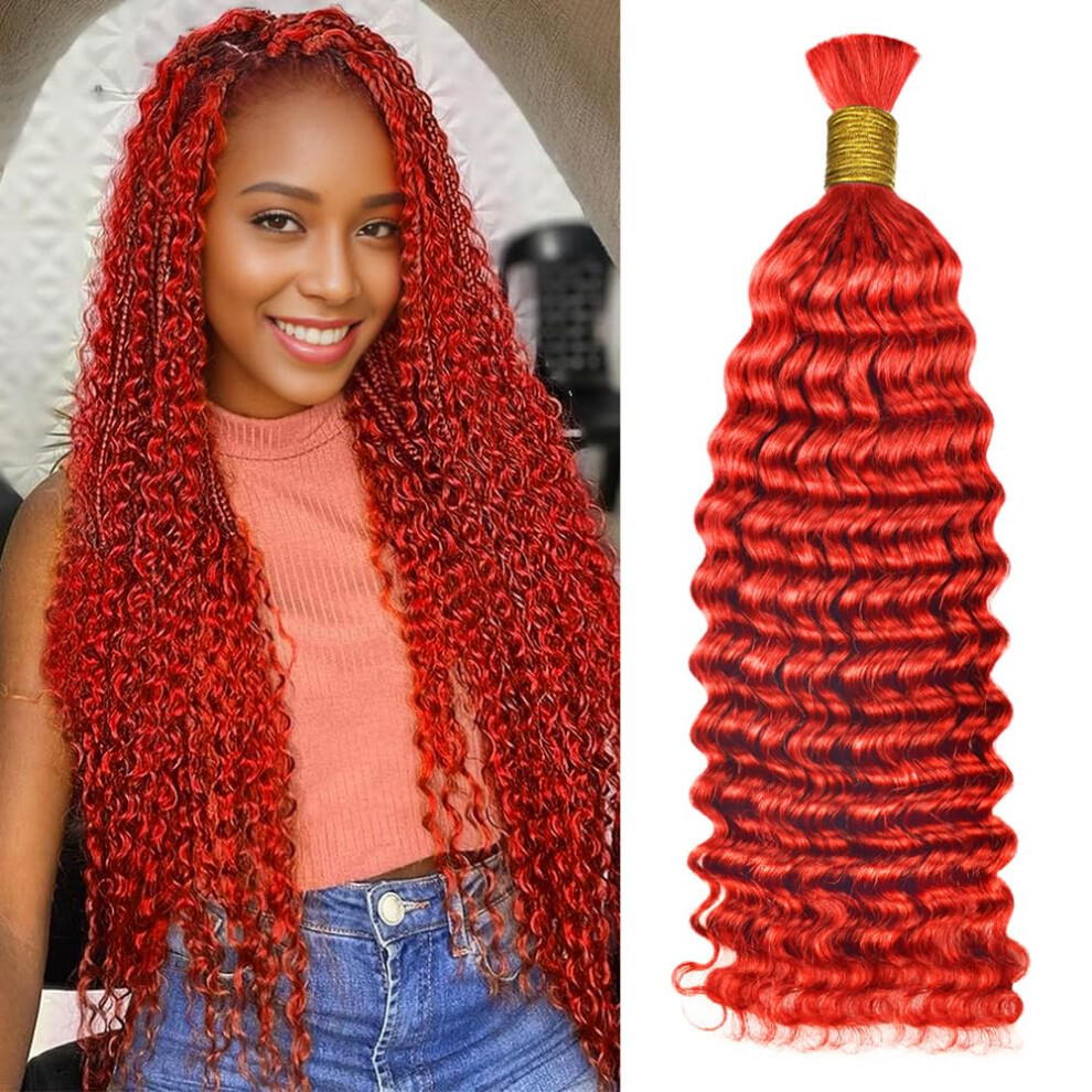 Unisex 24 Inch Deep Wave Human Braiding Hair 100% Brazilian Virgin Bulk Extensions For Boho Knotless Braids