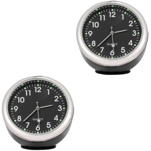 2Pcs Black Luminous Quartz Car Dashboard Clock 2