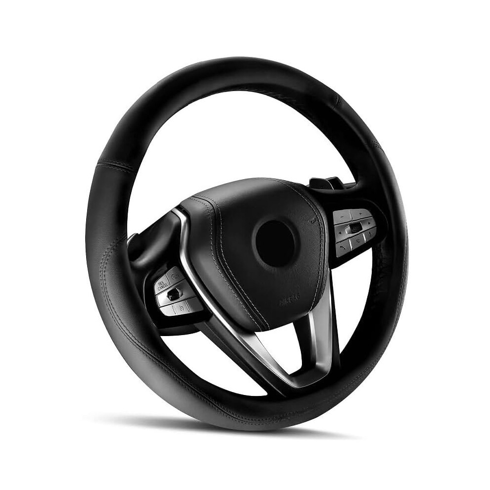 Leather Steering Wheel Cover 15 Inch Universal Fit Antislip Breathable Microfiber For Cars Suvs Trucks 9070919765582