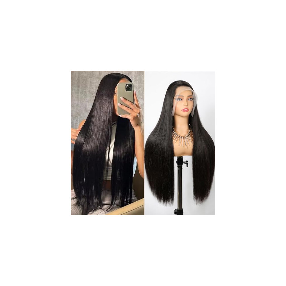 32 Inch Human Hair Lace Front Wig 13x6 HD Lace Frontal Brazilian Straight 250% Density