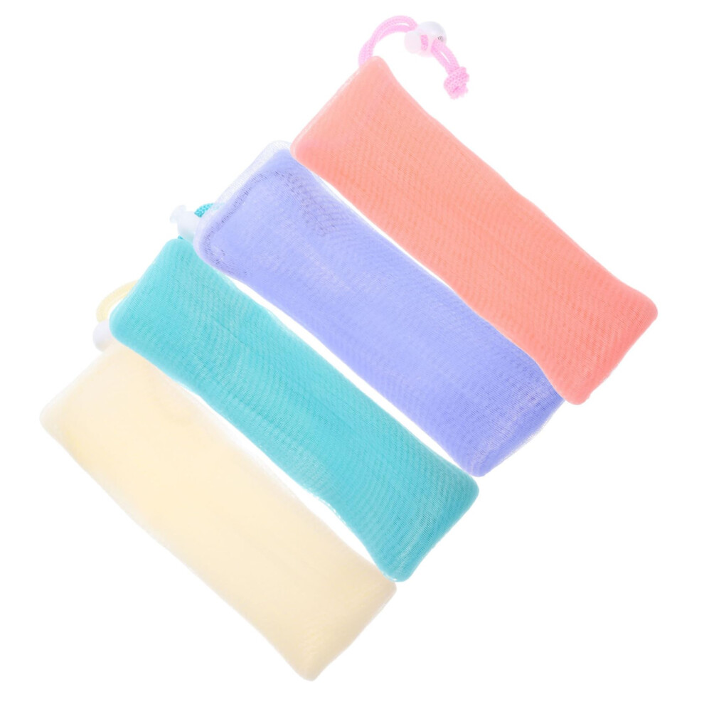 4pcs Mesh Soap Saver Bags with Drawstring for Bath and Shower Exfoliating and Rich Lather